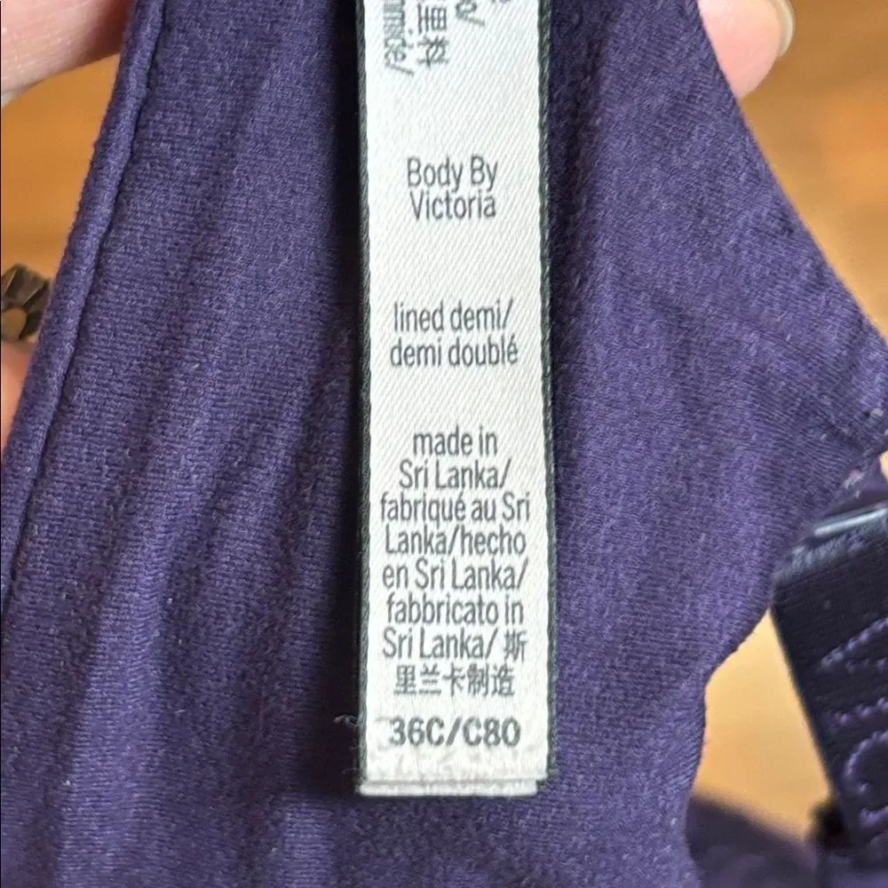 Body by Victoria Lined Demi, purple satin & lace, 36C